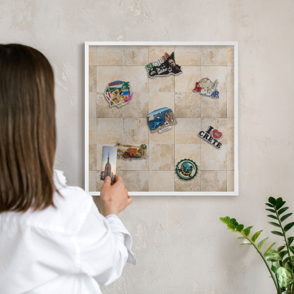 Magnetisch bord voor de muur met witte lijst Neutrale elegantie