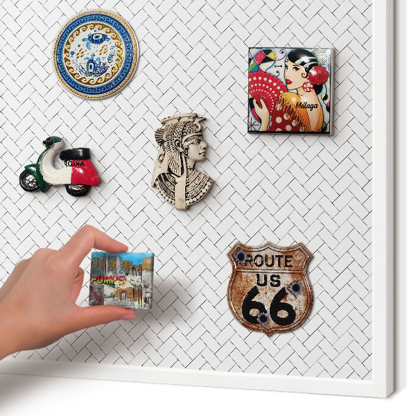 Magnetisch bord voor de muur met witte lijst Witte visgraat
