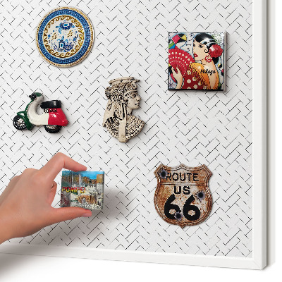 Magnetisch bord voor de muur met witte lijst Witte visgraat