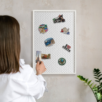 Magnetisch bord voor de muur met witte lijst Witte visgraat