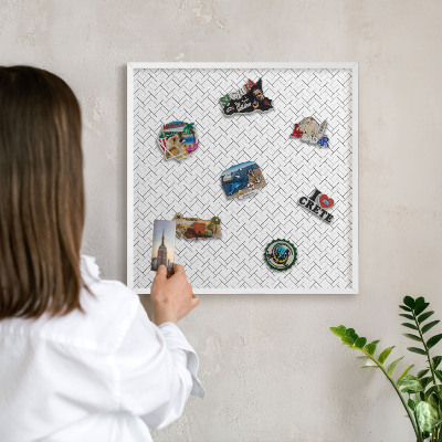 Magnetisch bord voor de muur met witte lijst Witte visgraat