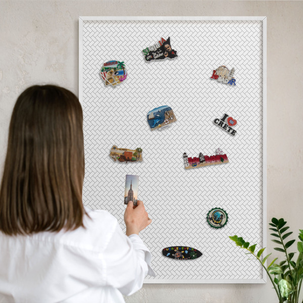 Magnetisch bord voor de muur met witte lijst Witte visgraat