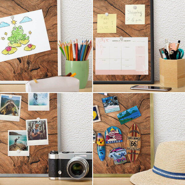 Magnetisch bord voor de muur met witte lijst Houtnerf