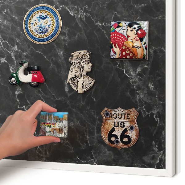 Magnetisch bord voor de muur met witte lijst Marmeren elegantie