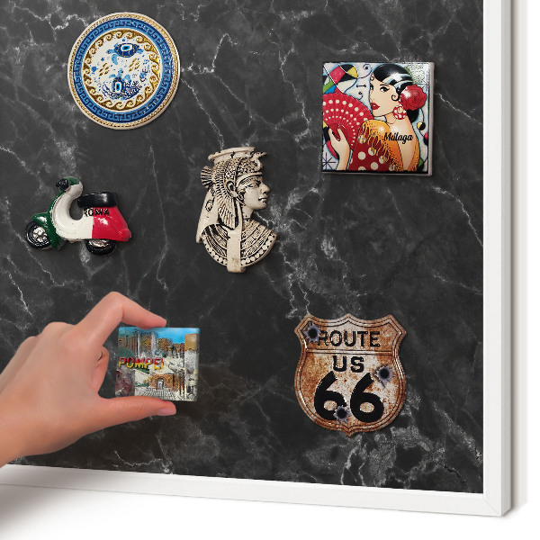 Magnetisch bord voor de muur met witte lijst Marmeren elegantie