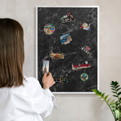 Magnetisch bord voor de muur met witte lijst Marmeren elegantie