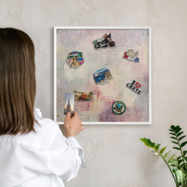 Magnetisch bord voor de muur met witte lijst Pastel abstractie