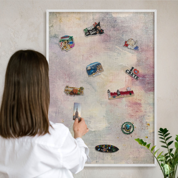 Magnetisch bord voor de muur met witte lijst Pastel abstractie