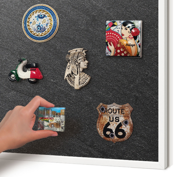 Magnetisch bord voor de muur met witte lijst Zwarte textuur
