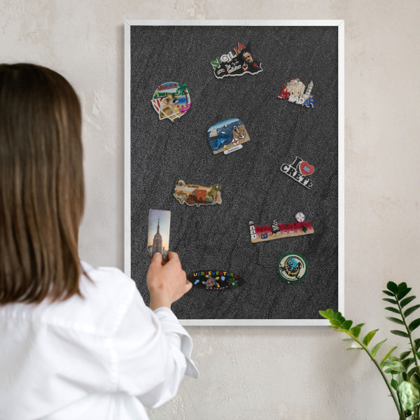 Magnetisch bord voor de muur met witte lijst Zwarte textuur