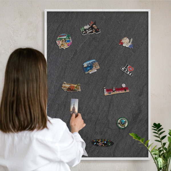 Magnetisch bord voor de muur met witte lijst Zwarte textuur