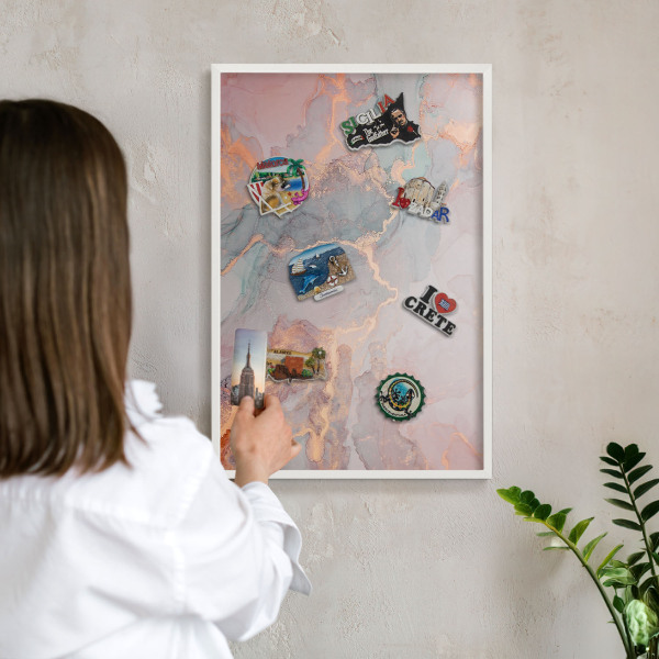 Magnetisch bord voor de muur met witte lijst Kleurrijke abstractie