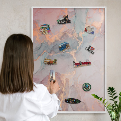 Magnetisch bord voor de muur met witte lijst Kleurrijke abstractie