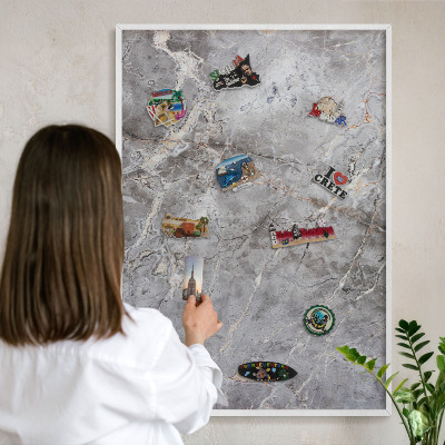 Magnetisch bord van metaal in een witte lijst Marmer met patroon