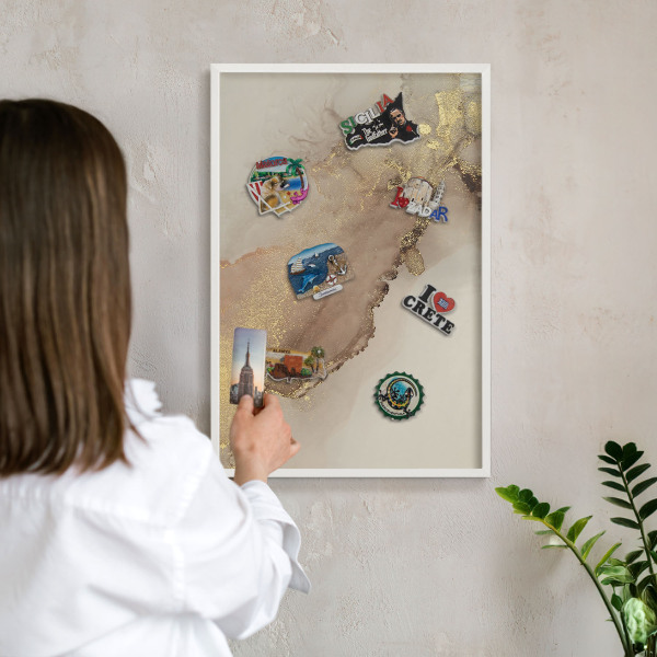 Magnetisch bord voor de muur met witte lijst Elegante glans