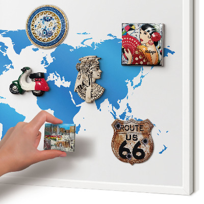 Magnetisch bord voor de muur met witte lijst Wereldkaart