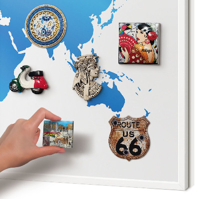 Magnetisch bord voor de muur met witte lijst Wereldkaart