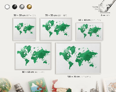 Magnetisch bord van metaal in een witte lijst Groene kaart
