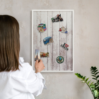 Magnetisch bord voor de muur met witte lijst Licht hout