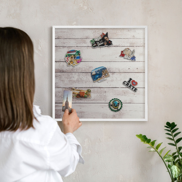 Magnetisch bord voor de muur met witte lijst Licht hout