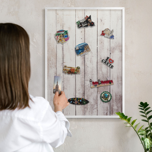 Magnetisch bord voor de muur met witte lijst Licht hout