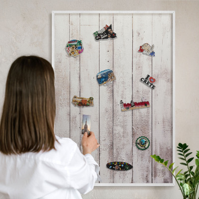 Magnetisch bord voor de muur met witte lijst Licht hout