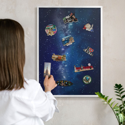 Magnetisch bord van metaal in een witte lijst Sterrenruimte