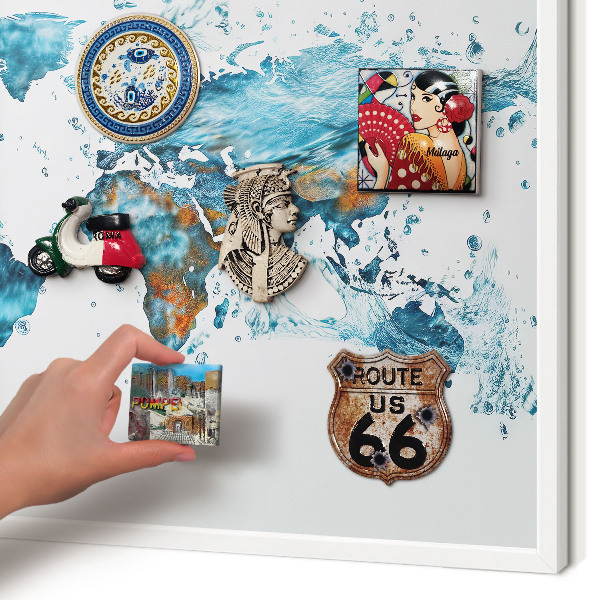 Magnetisch bord voor de muur met witte lijst Waterkaart