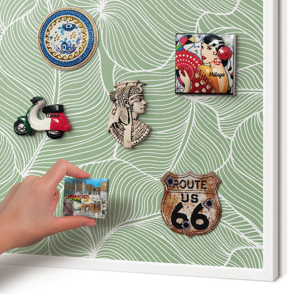 Magnetisch bord van metaal in een witte lijst Tropische bladeren