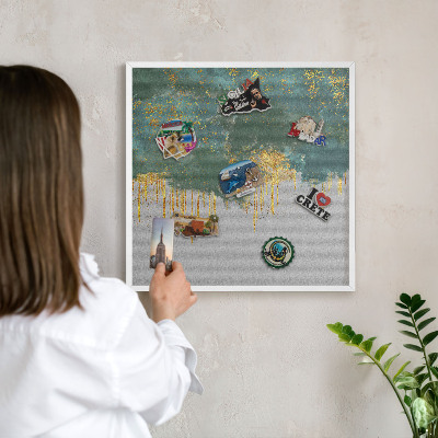 Magnetisch bord van metaal in een witte lijst Turquoise abstractie