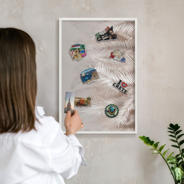 Magnetisch bord voor de muur met witte lijst Bladeren van de natuur