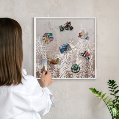 Magnetisch bord voor de muur met witte lijst Bladeren van de natuur