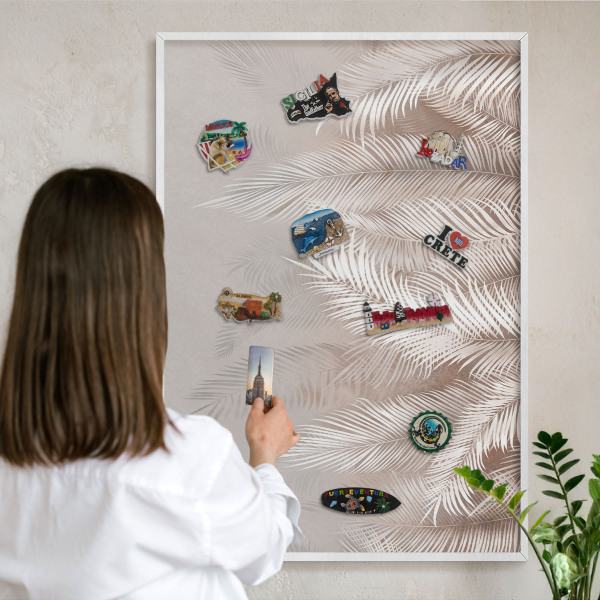 Magnetisch bord voor de muur met witte lijst Bladeren van de natuur