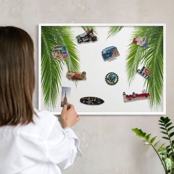 Magnetisch bord van metaal in een witte lijst Exotische natuur