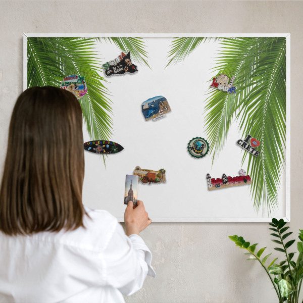 Magnetisch bord van metaal in een witte lijst Exotische natuur