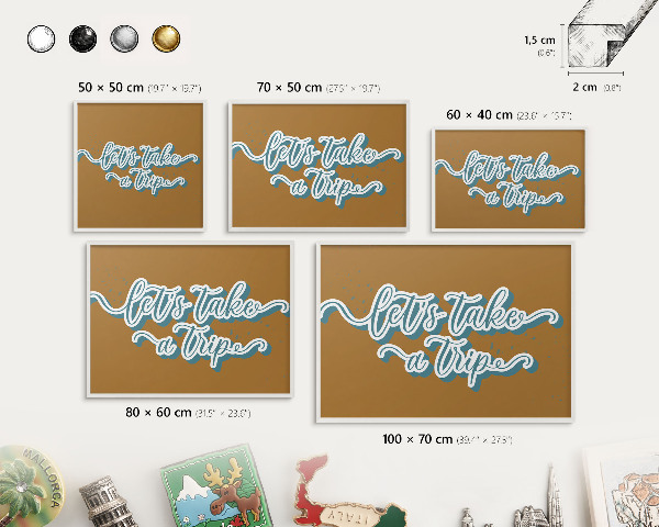 Magnetisch bord voor de muur met witte lijst Droomreis