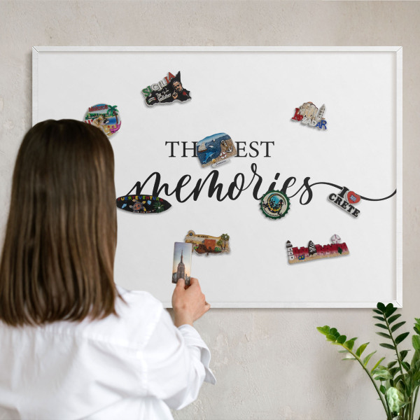 Magnetisch bord voor de muur met witte lijst Inspirerende herinneringen