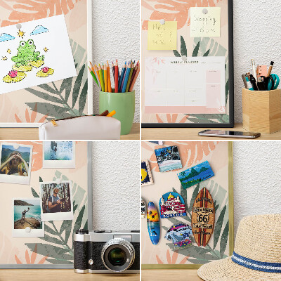 Magnetisch bord voor de muur met witte lijst Tropische bladeren