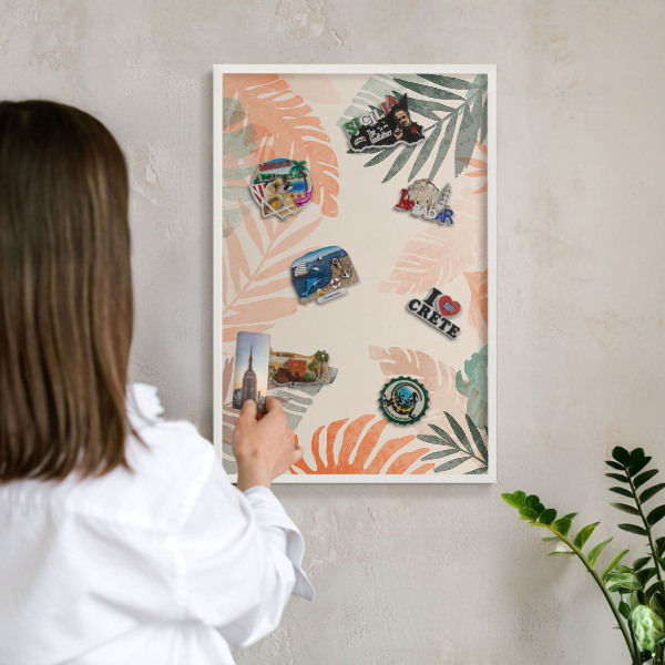 Magnetisch bord voor de muur met witte lijst Tropische bladeren