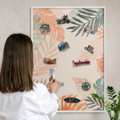 Magnetisch bord voor de muur met witte lijst Tropische bladeren