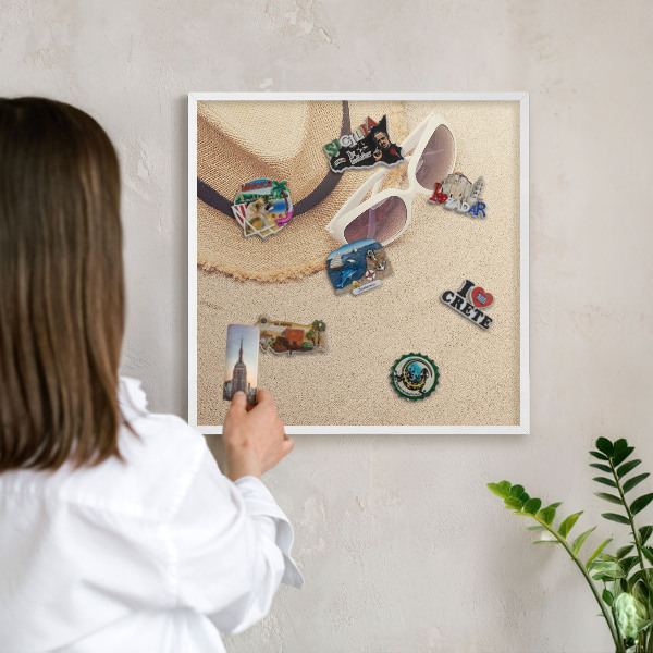 Magnetisch bord voor de muur met witte lijst Zomerstrand