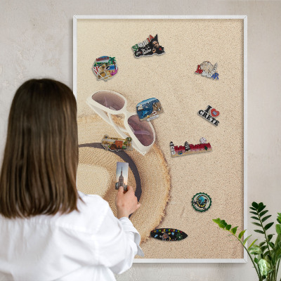 Magnetisch bord voor de muur met witte lijst Zomerstrand
