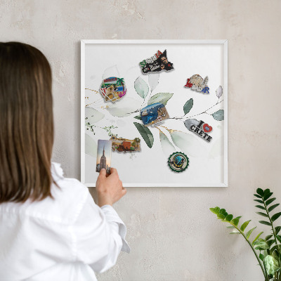 Magnetisch bord voor de muur met witte lijst Botanische elegantie