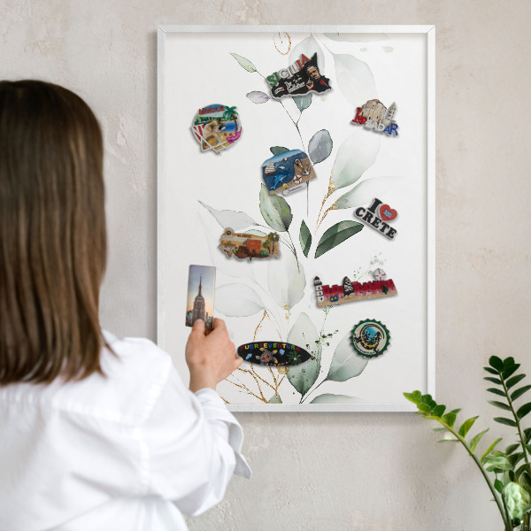 Magnetisch bord voor de muur met witte lijst Botanische elegantie