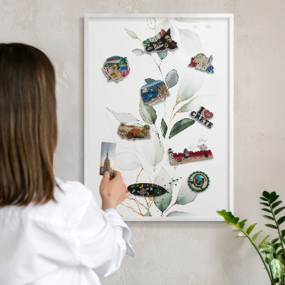 Magnetisch bord voor de muur met witte lijst Botanische elegantie