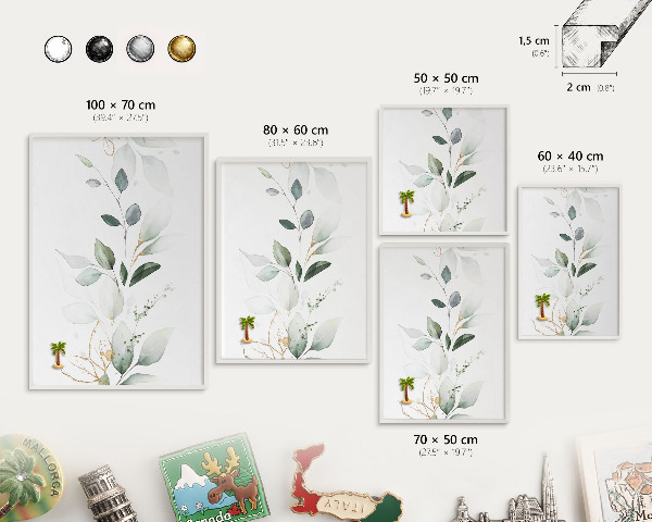 Magnetisch bord voor de muur met witte lijst Botanische elegantie