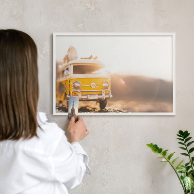Magnetisch bord van metaal in een witte lijst Retro reizen