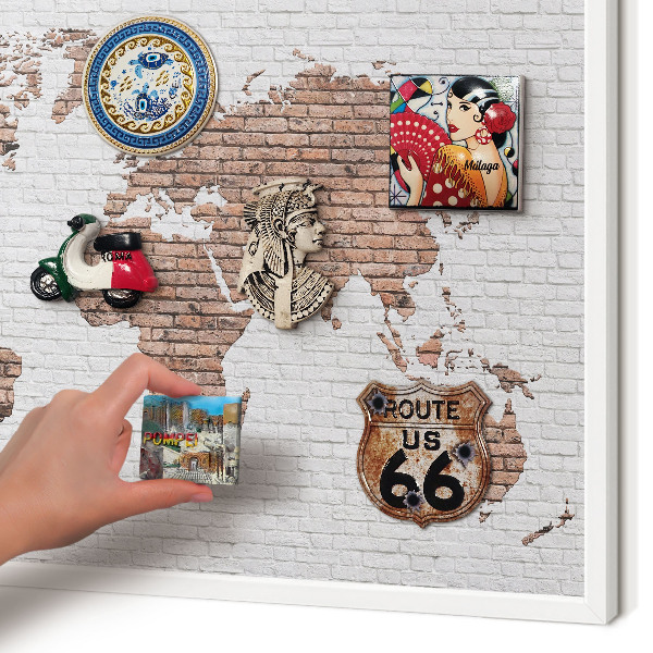 Magnetisch bord voor de muur met witte lijst Bakstenen plattegrond