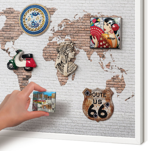Magnetisch bord voor de muur met witte lijst Bakstenen plattegrond