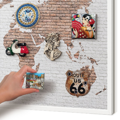 Magnetisch bord voor de muur met witte lijst Bakstenen plattegrond